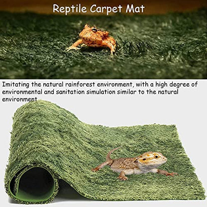 kathson 2 PCS Reptile Carpet Mat Terrarium Bedding Substrate Liner Mat Imitation Rainforest Crawler Mats for Snakes Bearded Dragon Gecko Chameleon Turtles Iguana（23.62 X 15.74 in） - color: 2PCS（XL）：23.62 X 15.74 in