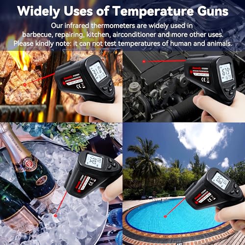 Infrared Thermometer Temperature Gun (NOT for Humans) -58℉~1022℉ (-50℃～550℃) Non-Contact Laser Instant-Read Digital Laser Infrared Ir Thermometer with Backlight(Black) - color: Black