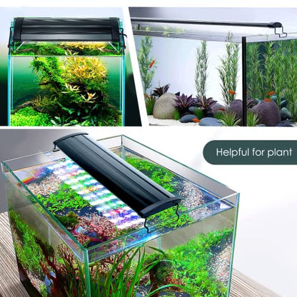 AQQA Aquarium Light,Full Spectrum LED Fish Tank Lights | 12"-54" Adjustable Multi-Color White Blue Red Green LEDs with Extendable Brackets,14W-31W for Freshwater Plants 25W (32"-36") - size: 25W (32"-36")