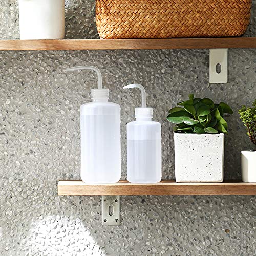 Mkono 2 Pack Squeeze Succulent Watering Bottle, 250ML & 500ML Waterer Can | Small White Can,Bend Mouth Precise Pouring, for Seedlings & African Violets,Safety Plastic, Indoor House Plant Flower Use