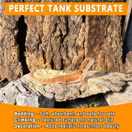 BNOSDM Reptiles Cork Bark Substrate,0.7lb Bearded Dragon Champagne Cork Bark Flats Hide Climbing,Reptiles Wood Bedding Terrarium Decor Tank Accessories for Lizards Snake Gecko Tarantula Isopods（L） - size: 0.7LB - L：4.72~7.87inch
