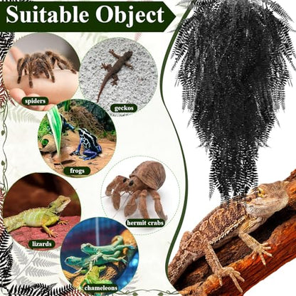 8 Pack Reptile Plants Terrarium Hanging Plant Vine Boston Climbing Terrarium Plant with Suction Cup for Bearded Dragons Lizard Crested Gecko Snake Crab Tank(Vivid Series,3 Colors) - style: Vivid Series