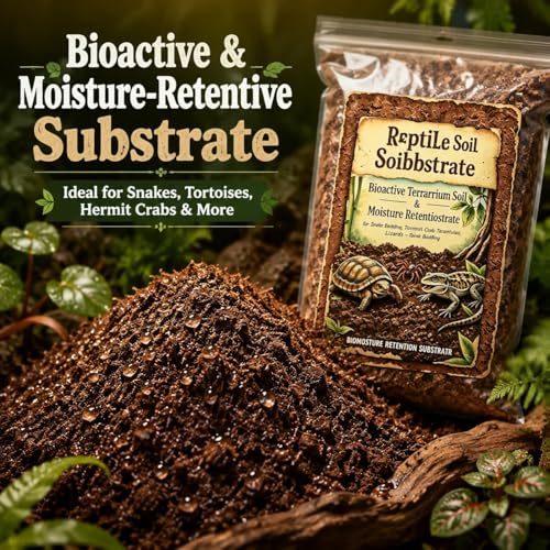 2PCS Reptile Soil Substrate, Bioactive Terrarium Soil & Moisture Retaining Substrate for Snake Bedding, Tortoise, Hermit Crab, Tarantulas, Lizards – Reptile Tank Bedding