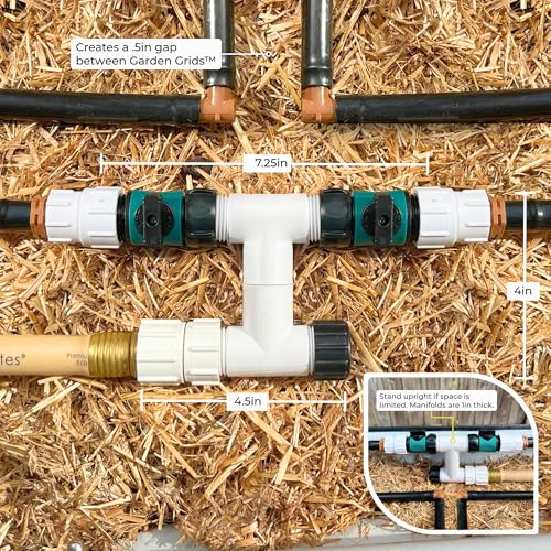 Garden Grid Manifold | Ground-Level Size, Double-Style | Link Garden Grids Side-By-Side to Water Together | Ideal for Ground-Level Gardens or Garden Beds w/Water Connections Inside Their Walls - size: Ground Level, style: Double