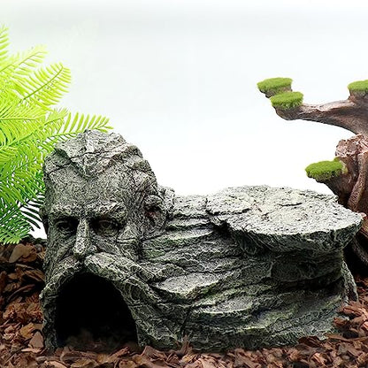 Reptile Rock Basking Platform, Gecko Hide Cave Hiding Place, Snake Cave and Hides for Reptiles, Amphibians, and Small Animals, Lizards - color: Rock