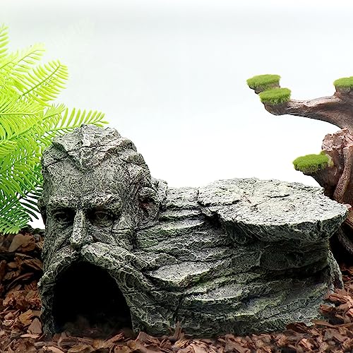 Reptile Rock Basking Platform, Gecko Hide Cave Hiding Place, Snake Cave and Hides for Reptiles, Amphibians, and Small Animals, Lizards - color: Rock