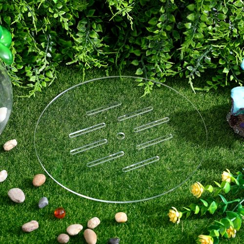 Fish Tank Lid: 22cm/8.66" Round Aquarium Lid Cover with Hole - Transparent Acrylic Tank Protective Cover for Fish Bowl Terrarium - size: 22.00X22.00X0.30CM