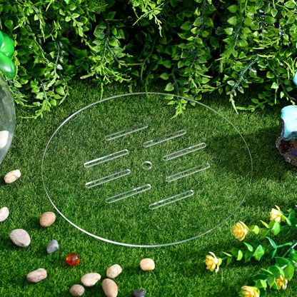 Fish Tank Lid: 22cm/8.66" Round Aquarium Lid Cover with Hole - Transparent Acrylic Tank Protective Cover for Fish Bowl Terrarium - size: 22.00X22.00X0.30CM