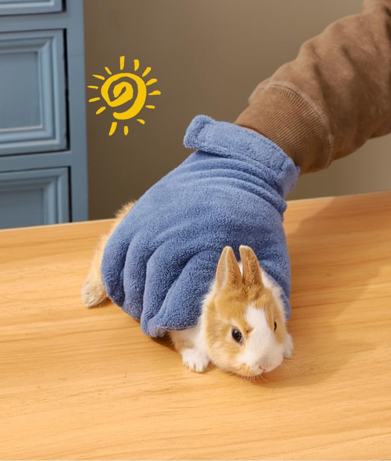 1 pc Hamster Glove Anti Bite Guinea Pig Handling Glove Bite Proof Rabbit Holding Glove Biting Protection Bath Wipe for Hedgehog Sugar Glider Gerbils Mice Rats Small Animals Parakeet (Blue) - color: blue