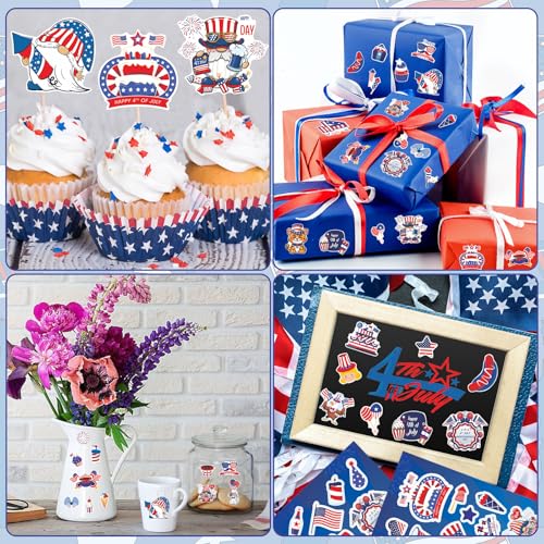 405Pcs 4th of July Stickers, Red White Blue Independence Day Stickers Patriotic Sticker for Scrapbooks Envelopes Cards 4th of July Party Favors - style: 4th of July