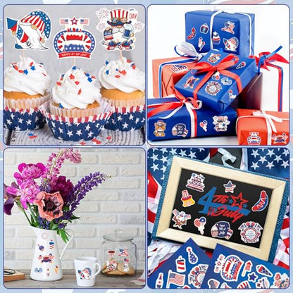 405Pcs 4th of July Stickers, Red White Blue Independence Day Stickers Patriotic Sticker for Scrapbooks Envelopes Cards 4th of July Party Favors - style: 4th of July