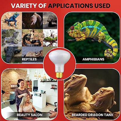 75 Watts UVA Reptile Heat Lamp Bulbs Basking Light for Reptiles and Amphibian, Basking Light for Bearded Dragon, UVA Reptile Light Bulb E26 Base 2 Pack - style: 75WR25-WHITE-2PK