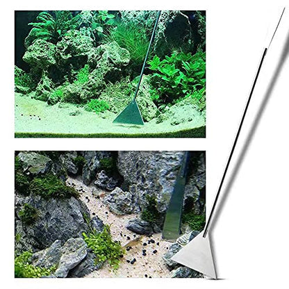2pcs Stainless Steel Aquarium Tank Aquarium Spatula Long Sand Spatula Scrapers Shovel Fish Tank Aquatic Plant Tools(black,silver)
