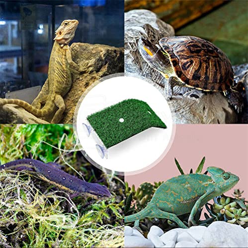 Turtle Basking Platform Lawn Turtle Resting Basking Platform Simulation Grass Repilte Ramp Tortoise Habitat Frog Terrapin Terrace Tank Accessories - size: L