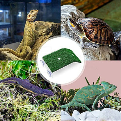 Turtle Basking Platform Lawn Turtle Resting Basking Platform Simulation Grass Repilte Ramp Tortoise Habitat Frog Terrapin Terrace Tank Accessories - size: L