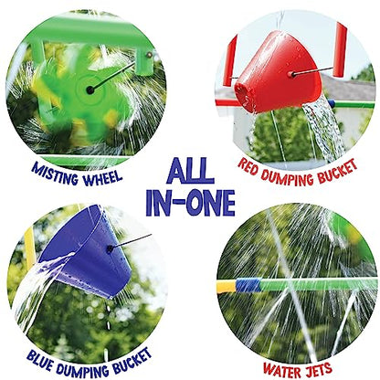 Backyard Waterpark with Splash Wheel, Dump Buckets for Kids Outdoor Water Play