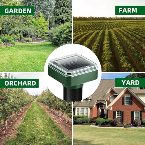 8 Pack Solar Mole Repellent Ultrasonic Gopher Vole Repellent Outdoor Mole Chaser Spike Stakes Snake Deterrent for Yard,Solar Rodent Repeller for Moles Gophers Groundhogs Chipmunks Lawn Garden Farm