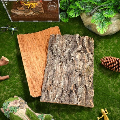Reptile Bark Background Decor, Terrarium Tree Bark Background 2pcs, 11. 8x7. 8" Natural Climbing Platforms for Bearded Dragon Snake Lizard Spider Habitat Cage Tank Enclosure Accessories