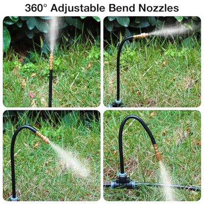 MIXC 200Ft 1/4" Drip Irrigation System,2026-Upgrade Garden Irrigation Kit with 32pcs Adjustable Copper Nozzles, Atomizing Watering System for Outdoor Plants,Raised Bed,Yard,Potted Plant,Lawn - size: 200ft