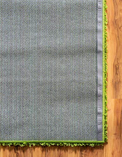 Unique Loom Solid Shag Collection Area Rug (2' 6" x 13' 1" Runner, Grass Green) - color: Grass Green, size: 2'6" x 13'1" (Runner)