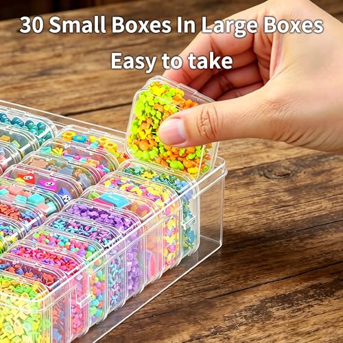 Bead Organizer Box, 31 Pcs Clear Plastic Storage Containers with Hinged Lids Mini Boxes for Jewelry Making, Crafts, DIY, Seed, Small Parts - size: 31 Compartments