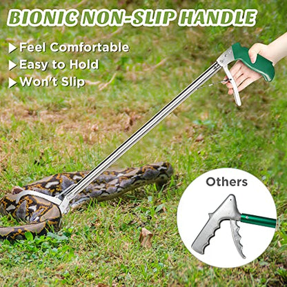 HOMEYA 52" Snake Tongs Grabber, Heavy Duty Snake Catcher Wide Jaw Handling Tool, Rattle Snake Catcher, Extra Long Snake Tongs, Snake Catcher with Lock&Non-Slip Grip Handle, Snake Tong Reptile Grabber - size: 52 Inch