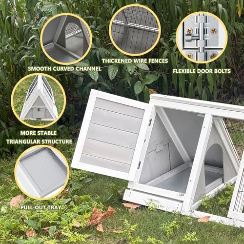 Tortoise Habitat Playpen Large Turtle Enclosure House Indoor Outdoor | Wooden Triangle Reptile Lounge, Ventilating Wire Fence, Fits Small Animals - color: White1