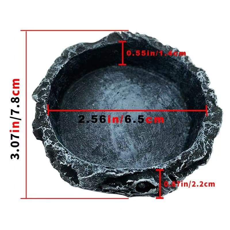 Reptile Water Dish Food Bowl Bearded Dragon Bowls, 2 Pack Reptile Food Bowl for Hermit Crab Bearded Dragon Lizard Gecko Frog Tortoise (Black, S) - color: black
