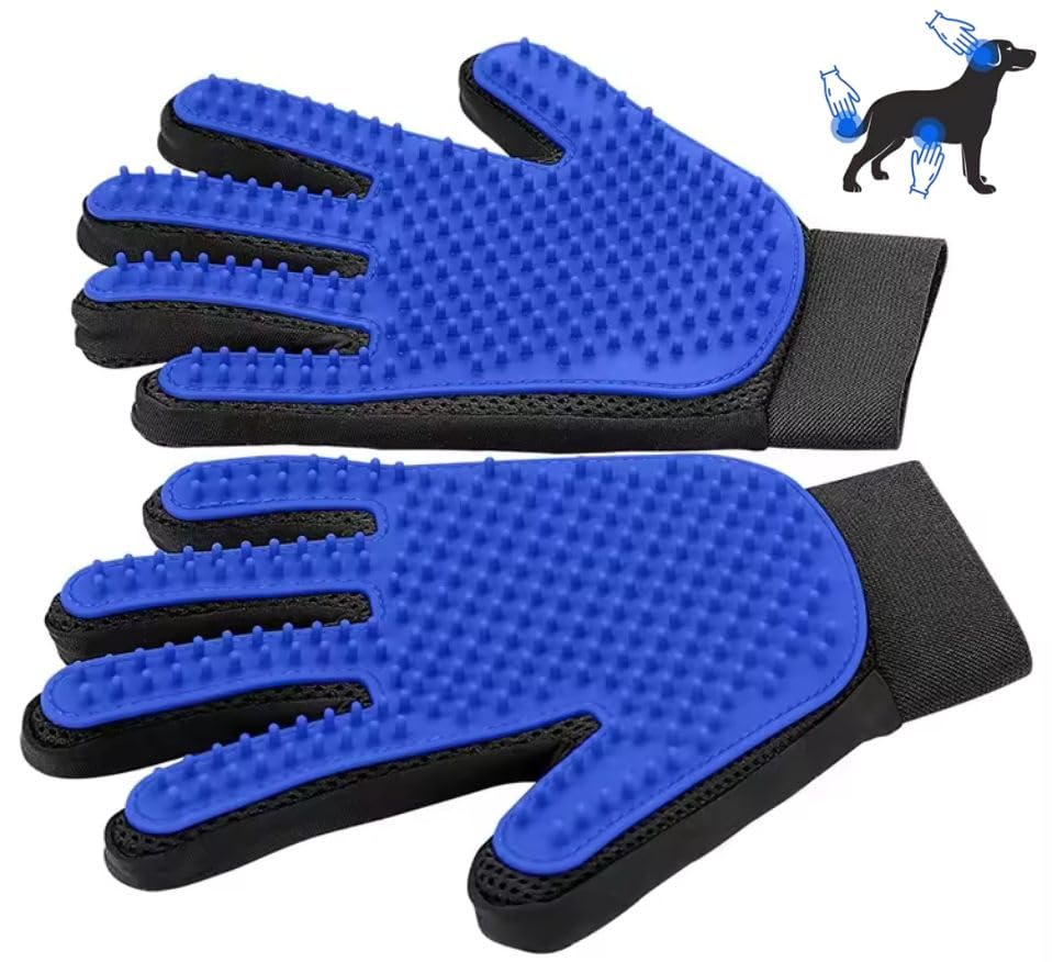 Pet Grooming Glove-Pet Hair Remover Glove- Perfect pet Cleaning Brush Glove- Perfect Washing Glove Brush of the Dog & pet for Short and Long Fur - 1 Pack (Right-Hand), Blue