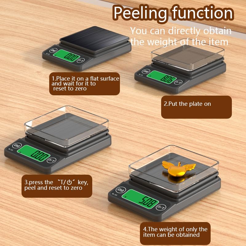 Scale Jazz Digital Pocket Scale, 500g/0.01 Portable Precision Gram Scale Grams and Ounces，Food Scale Jewelry Scale with LCD Display, 5 Units Tare for Powder, Gem, Coffee, Coin, Tea, Weed