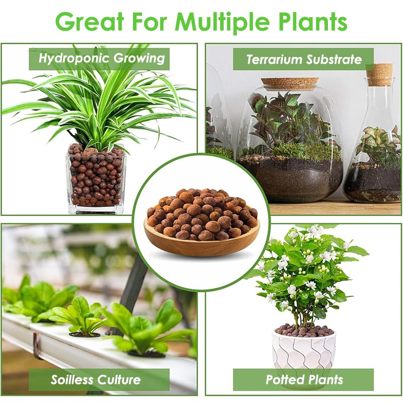 1lb Leca Clay Pebbles for Plant Clay Balls 100% Natural Hydroton Leca Balls for Indoor Plant Planting Gardening Drainage Decoration (5-10mm, 10-15mm, 15-30mm) (10-15mm - 1lb)