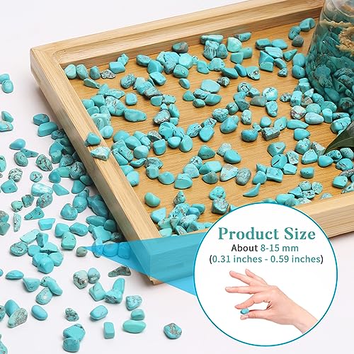 QICQDRAM Polished Gem Stones Rocks Howlite Turquoise Crystals Natural 1LB | Small Tumbled Stones Crystal Chips Bulk for Healing Crystals Fish Tank Gravel Vase Filler (405g/14.28oz) - color: Turquoise