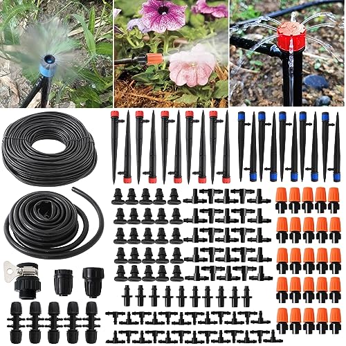 226FT Greenhouse Micro Drip Irrigation Kit Automatic Irrigation System Patio Misting Plant Watering System with 1/4 inch 1/2 inch Blank Distribution Tubing Hose Adjustable Nozzle Emitters Sprinkler | Automatic Irrigation System, Patio Misting Plant Wateri