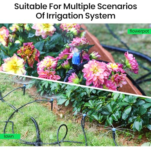 MIXC 25 FT 1/2 Inch Drip Irrigation Tubing Kit:Premium Garden and Landscape Watering System with 2 Quick Connector 4-Way Connector - size: 25FT 1/2'' Main Tube
