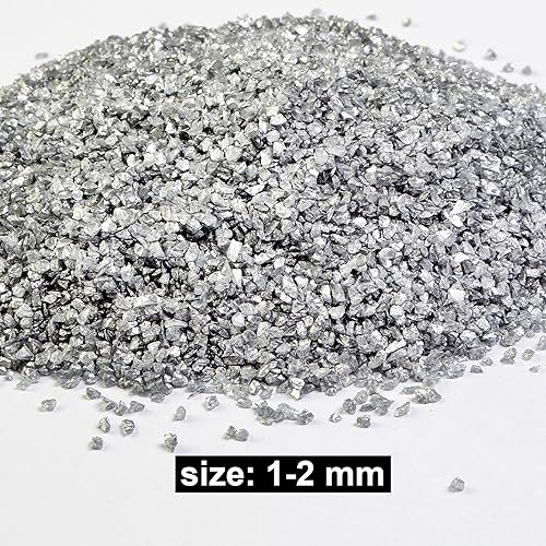 HappyFiller 1.3 LB Fine Silver Crushed Glass Sand 1-2mm,Broken Pieces Terrarium Mini Stone for Resin Arts,Nail Glitter,Craft Paint Coaster and Other Project,Plant Soil Cover,Vase Filler,Candle Holder | Vase Fillers,Candle Holder Decor,Resin Arts,Nail Glit