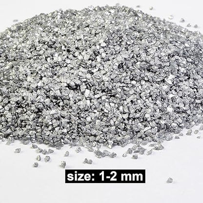HappyFiller 1.3 LB Fine Silver Crushed Glass Sand 1-2mm,Broken Pieces Terrarium Mini Stone for Resin Arts,Nail Glitter,Craft Paint Coaster and Other Project,Plant Soil Cover,Vase Filler,Candle Holder | Vase Fillers,Candle Holder Decor,Resin Arts,Nail Glit