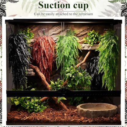 8 Pack Reptile Plants Terrarium Hanging Plant Vine Boston Climbing Terrarium Plant with Suction Cup for Bearded Dragons Lizard Crested Gecko Snake Crab Tank(Vivid Series,3 Colors) - style: Vivid Series