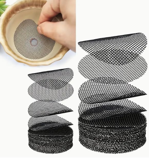 50 Pcs Round Mesh Mats for Plant Potting Gardening Plant Mesh Mats Bonsai Flower Drainage Hole Screen Bonsai Pot Bottom for Gardening(Diameter 4.5cm*50 Pieces) - color: Diameter 4.5cm*50 Pieces