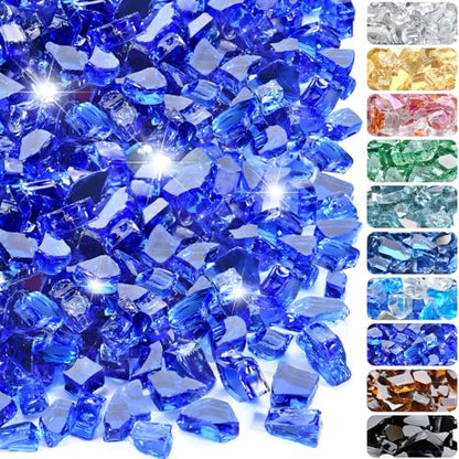 20 Pounds Fire Glass 1/2 Inch High Reflective Tempered Firepit Glass | Cobalt Blue Rocks for Fireplace, Fire Pit Table, Fire Bowl and Landscaping & DIY Crafts - color: Cobalt Blue, size: 1/2 inch, 20lb