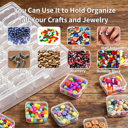 Bead Organizer Box, 61pcs Clear Plastic Storage Containers Set, Large Capacity Small Bead Organizers and Storage Cases with Labels, for Jewelry, Crafts, Diamonds Storage - size: 61 Compartments
