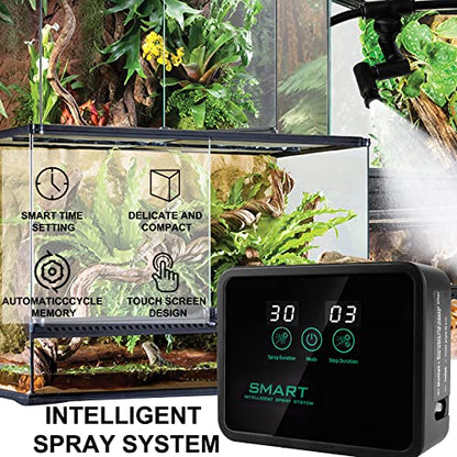 Reptile Humidifier, Intelligent Misting System with Timer, 360 Reptile Fogger for Chameleon, Lizard, Snake, Turtle, Frog, Amphibian, Rainforest Plants