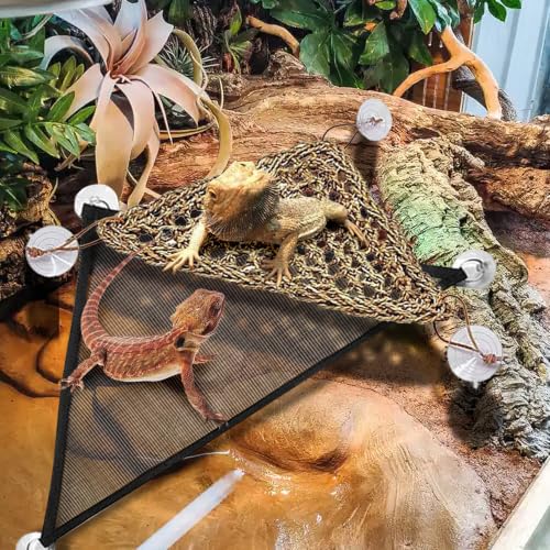 Hamiledyi Bearded Dragon Tank Accessories Lizard Hammock Climbing Jungle Vines Adjustable Leash Bat Wings Flexible Reptile Leaves with Suction Cups Reptile Habitat Decor for Gecko,Snakes,Chameleon