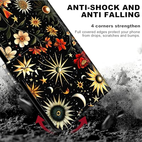 for Cricket Outlast 5G 2024 Wallet case with RFID Blocking Credit Card Holder Kickstand, Folio Flip PU Leather Shockproof Protective Cover for AT&T Motivate Pro 5G, Stars and Moons - color: Stars And Moons