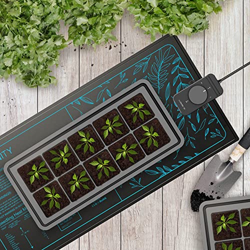 AC Infinity SUNCORE S3, Waterproof Seedling Mat with Heat Controller 10" x 20.75", UL & MET Certified Heating Pad, for Indoor Gardening, Hydroponics, Germination, Cloning | 10" x 20.75", UL & MET Certified Heating Pad, for Indoor Gardening, Hydroponics, G
