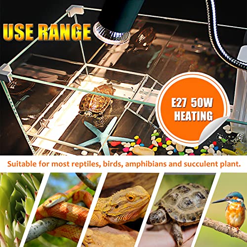 Reptile UV Bulbs, 2 Pack 50W Basking Heat Lamps, Habitat Basking Heat Bulb, UVB Light for Terrariums (E27, 110V) - color: 50w Bulb