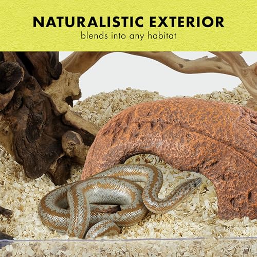Zilla Rock Den, Naturalistic Rock Décor, Ideal Hideaway for Snakes, Skinks, Geckos, Bearded Dragons, Large - size: Large