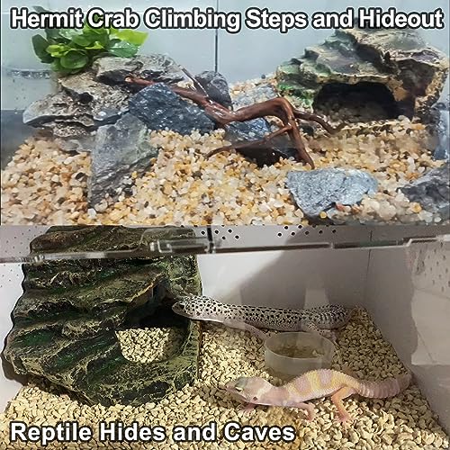 Hermit Crab Climbing Steps and Hideout Resin Simulation Rock Reptile Hides and Caves Turtle Basking Platform Aquarium Habitat Decor Accessories for Bearded Dragon Lizard Snake Tortoise Frog Gecko - style: Shale Scape Stone