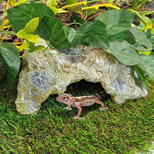 Hamiledyi Reptile Hides Large Simulation Rock Reptile Cave Hideouts Terrarium Habitat Décor Bearded Dragon Hideout for Snake Geckos Lizards Turtle Frogs Amphibians (L) - style: L : 10.2"×7.3"×4.9"