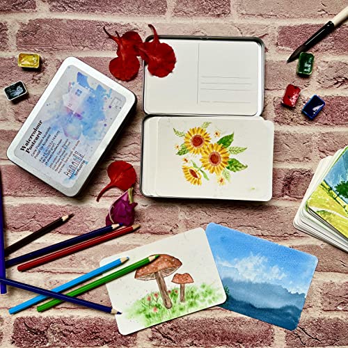Watercolor Paper Postcards 4x6”, tumuarta Cotton Paper, 140 LB, 300 GSM, Cold Press, 24 Blank Cards for Dry & Wet Techniques for Greeting Cards & Thank You Notes or Invitation Cards