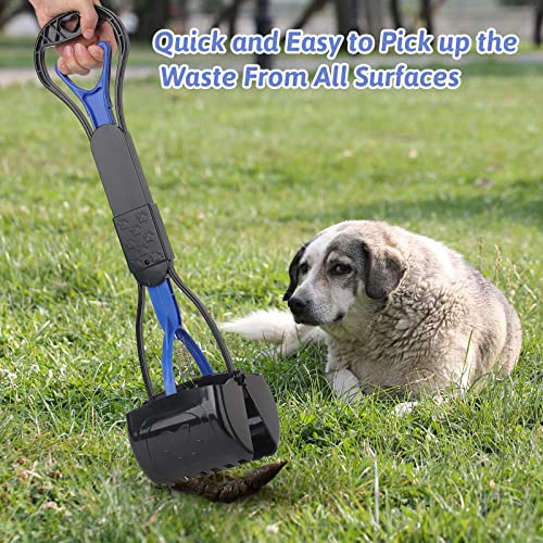 Non-Breakable Pooper Scooper for Dogs and Cats with Long Handle High Strength Material and Durable Spring for Easy Grass and Gravel Pick Up - color: Dark Blue